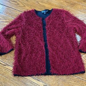 LulaRoe Stella Elegant red eyelash fringe bolero jacket.  Party. Size Small.